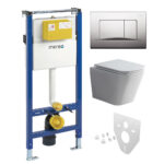 Mereo WC set - Smart flush rimless WC hranaté, modul pre sadrokartón, chróm hranaté tlačidlo matné