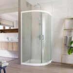Mereo Sprchovací set: LIMA, štvrtkruh, 90 cm, biely ALU, sklo Point, vanička z liatého mramoru – Obrázok 9
