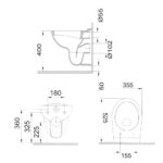 Mereo WC set - Rimless WC oblé, modul pre sadrokartón, biele oválne tlačidlo – Obrázok 15