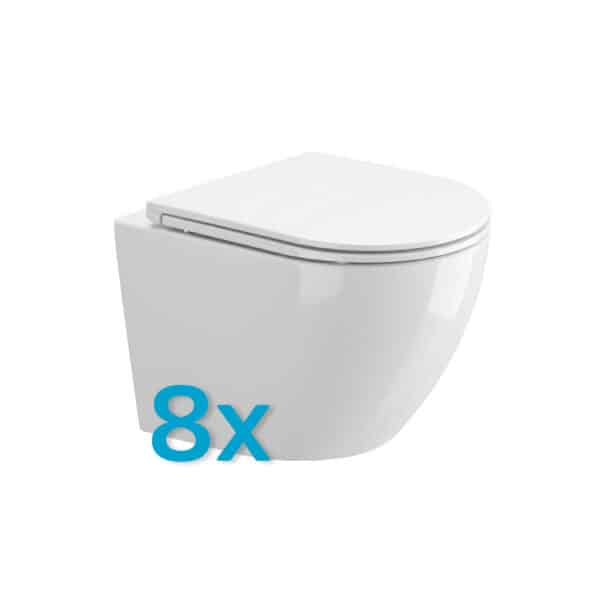 Mereo WC závesné kapotované, RIMLESS, 490x370x360, keramické, vr. sedátka CSS123, 8ks