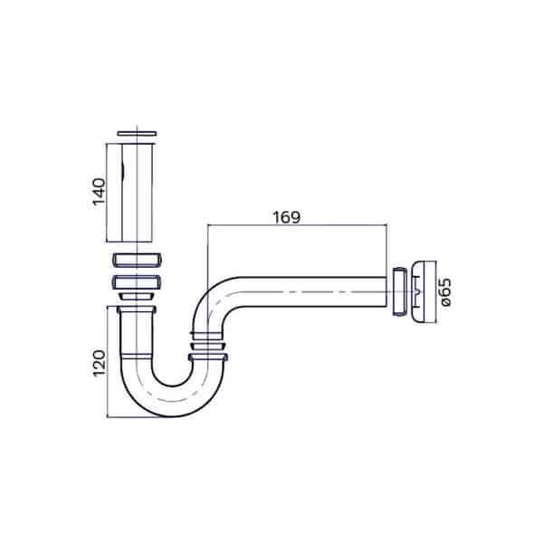 Mereo Umývadlový sifón guľatý U 5/4"x o 32 mm celokovový, chrómovaný