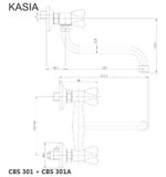 Mereo Drezová nástenná batéria, Kasia, 100 mm, s ramienkom rúrkovým o 18 mm - 200 mm, chróm – Obrázok 2