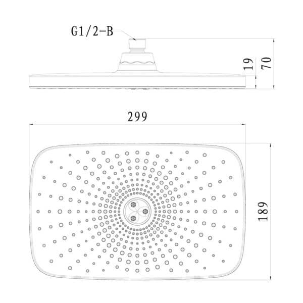 Mereo Tanierová sprcha horná 300 x 190 mm s kĺbom, plast