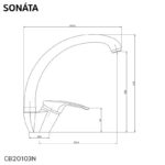 Mereo Drezová stojanková batéria, Sonáta, s ramienkom nad pákou, výška 245 mm, chróm – Obrázok 2