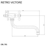 Mereo Umývadlový kohútik nástenný, Retro Viktorie, s ramienkom otočným o 18 mm - 200 mm, chróm – Obrázok 2