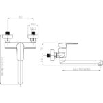 Mereo Drezová nástenná batéria, Pego, 150 mm, s ramienkom plochým rovným 160 mm, chróm – Obrázok 4