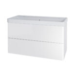 Mereo Nábytkové dvojumývadlo , 101x47,5x20,5 cm, keramické, biele – Obrázok 3