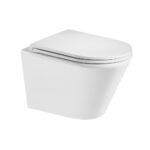 Mereo WC set - Smart flush rimless WC oblé, modul pre sadrokartón, biele oválne tlačidlo – Obrázok 2