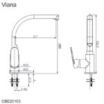 Mereo Drezová stojanková batéria, Viana, s ramienkom nad pákou, výška 307 mm, chróm – Obrázok 2