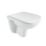 Mereo WC set - Rimless WC oblé, modul pre sadrokartón, biele oválne tlačidlo – Obrázok 2