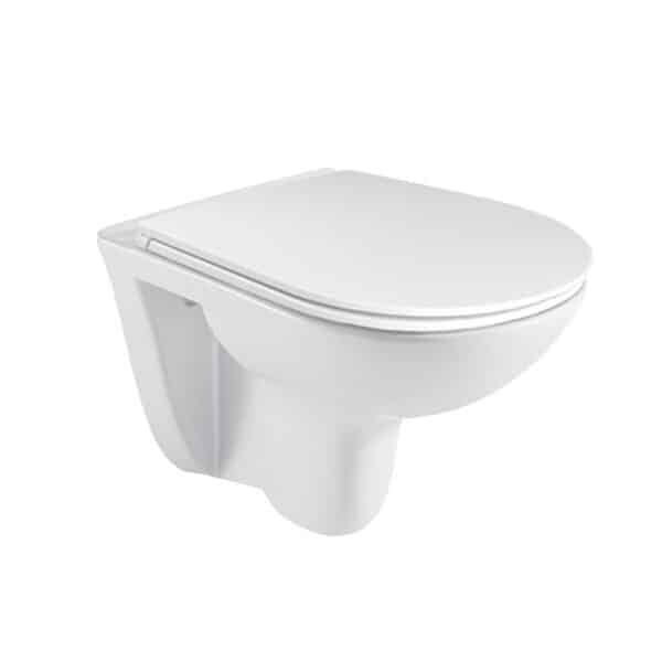 Mereo WC set - Rimless WC oblé, modul pre sadrokartón, biele oválne tlačidlo