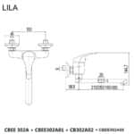 Mereo Drezová nástenná batéria, Lila, 100 mm, s ramienkom plochým rovným 180 mm, chróm – Obrázok 2