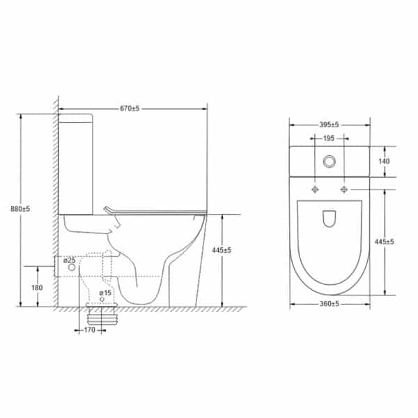 Mereo WC kombi, vyvýšené, vario odpad, kapotované, Smart Flush RIMLESS, keramické, vr. sedátka