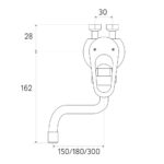 Mereo Drezová nástenná batéria s ramienkom 3/4" - 150 mm, chróm – Obrázok 2
