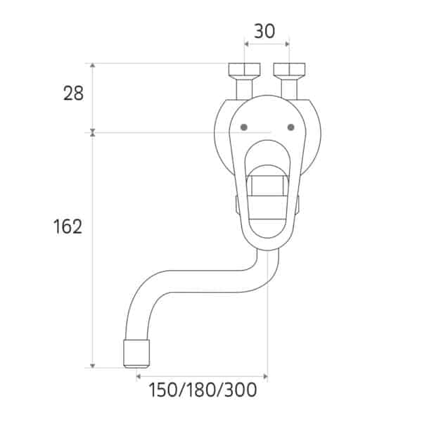 Mereo Drezová nástenná batéria s ramienkom 3/4" - 150 mm, chróm
