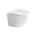 Mereo WC set - Rimless WC oblé, modul pre sadrokartón, biele oválne tlačidlo – Obrázok 2