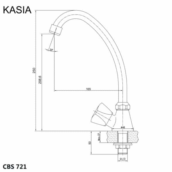 Mereo Drezový kohútik stojankový, Kasia, výška kohútiku 250 mm, chróm