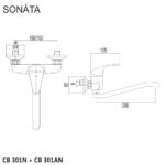 Mereo Drezová nástenná batéria, Sonáta, 150 mm, s ramienkom plochým vyhnutým 200 mm, chróm – Obrázok 2