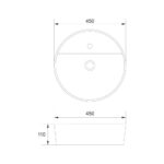 Mereo Umývadlo na dosku bez prepadu, Lota, 450x450x110 mm, okrúhle, keramické – Obrázok 2