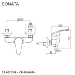 Mereo Sprchová nástenná batéria, Sonáta, 100 mm, bez príslušenstva, chróm – Obrázok 2