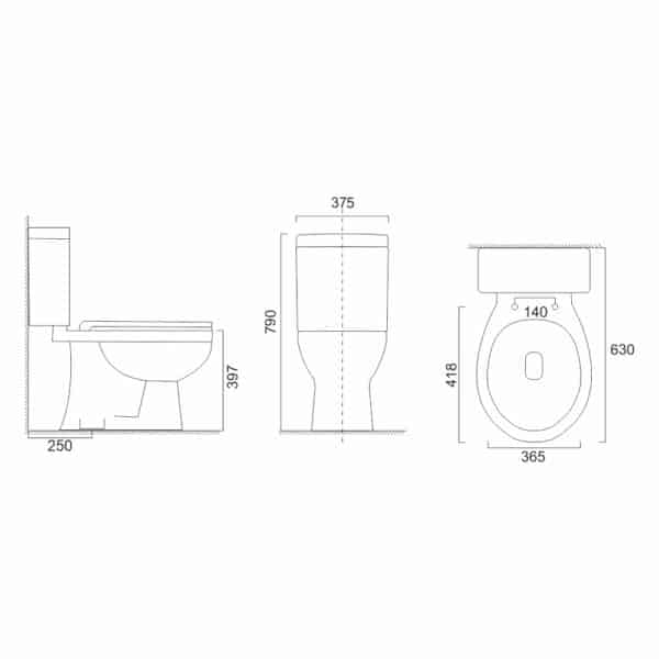Mereo WC kombi, RIMLESS, spodný odpad s armatúrou