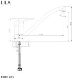 Mereo Drezová stojanková batéria, Lila, s ramienkom plochým 210 mm, chróm – Obrázok 2