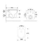 Mereo WC závesné kapotované, Smart Flush RIMLESS, 365x375x540, keramické, vr. sedátka CSS125 – Obrázok 3