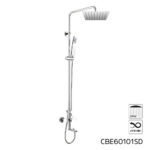 Mereo Nástenná vaňová batéria Viana so sprch.  tyčou, hadicou, ručnou a tanierovou  sprchou slim 200x200mm – Obrázok 7