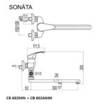 Mereo Nástenná batéria do byt. jadra, Sonáta, 100 mm, s plochým ramienkom 300 mm, bez príslušenstva, chróm – Obrázok 2