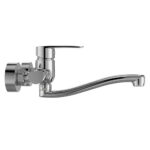 Mereo Drezová nástenná batéria, Pego, 150 mm, s ramienkom plochým vyhnutým 200 mm, chróm – Obrázok 2