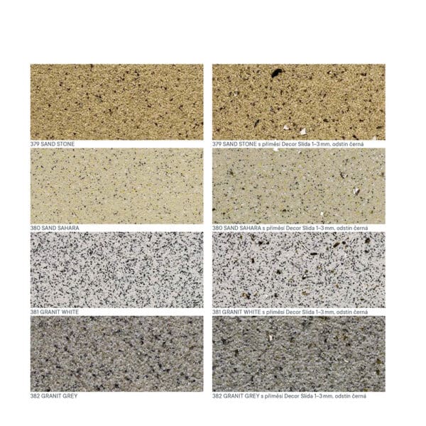 Vzorkovník odtieňov dekoratívnej omietky Cemix Magic Decor Stone