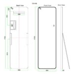 Mereo Zrkadlo hranaté 500x1700 mm, LED osvetlenie, závesné aj stojaté, čierny rám – Obrázok 8