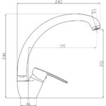 Mereo Drezová stojanková batéria, Pego, s ramienkom nad pákou, výška 240  mm, chróm – Obrázok 4