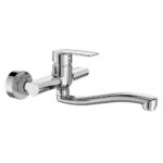 Mereo Drezová nástenná batéria, Pego, 150 mm, s ramienkom plochým vyhnutým 200 mm, chróm