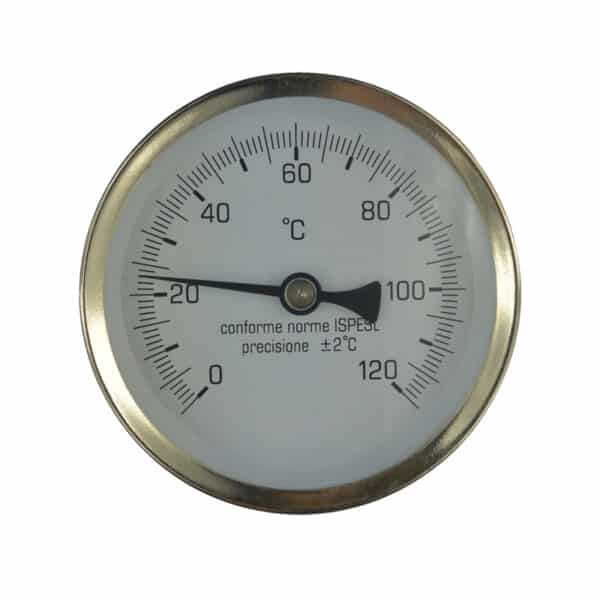 Klum Teplomer bimetalový DN 63, 0 - 120 °C, zadný vývod 1/2", jímka 100 mm