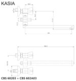 Mereo Nástenná batéria do byt. jadra, Kasia, 150 mm, ramienkom 300 mm, bez príslušenstva, chróm – Obrázok 2