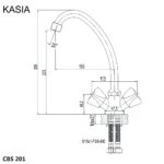 Mereo Drezová stojanková batéria, Kasia, výška batérie 250 mm, chróm – Obrázok 2