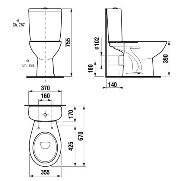 Mereo WC kombi, zadný odpad s armatúrou