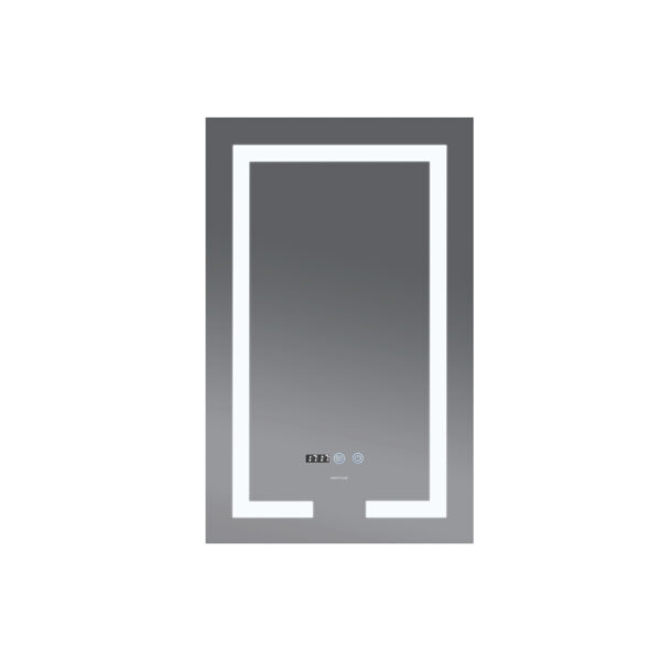 Kúpeľňové zrkadlo s LED osvetlením, funkciou proti zahmlievaniu, reguláciou jasu a hodinami HARD MR06-50 | MR06-50×80-CASE HARD