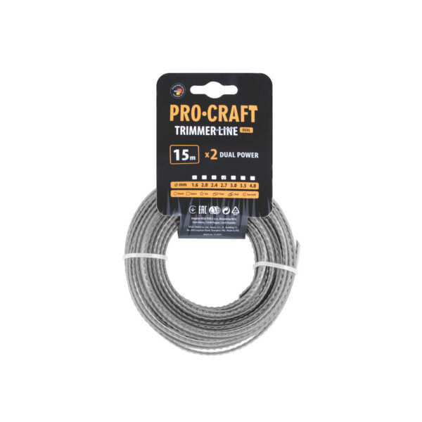 Kosiaca struna (2,7 mm) (s výstužou) (15 m) ozubená PROCRAFT KD/J-2.7/15 | KD/J-2.7/15
