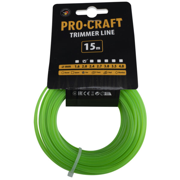 Struna (2 mm) (15 m) typu „hviezda“ pre krovinorez Procraft ZI-2/15 | ZI-2/15